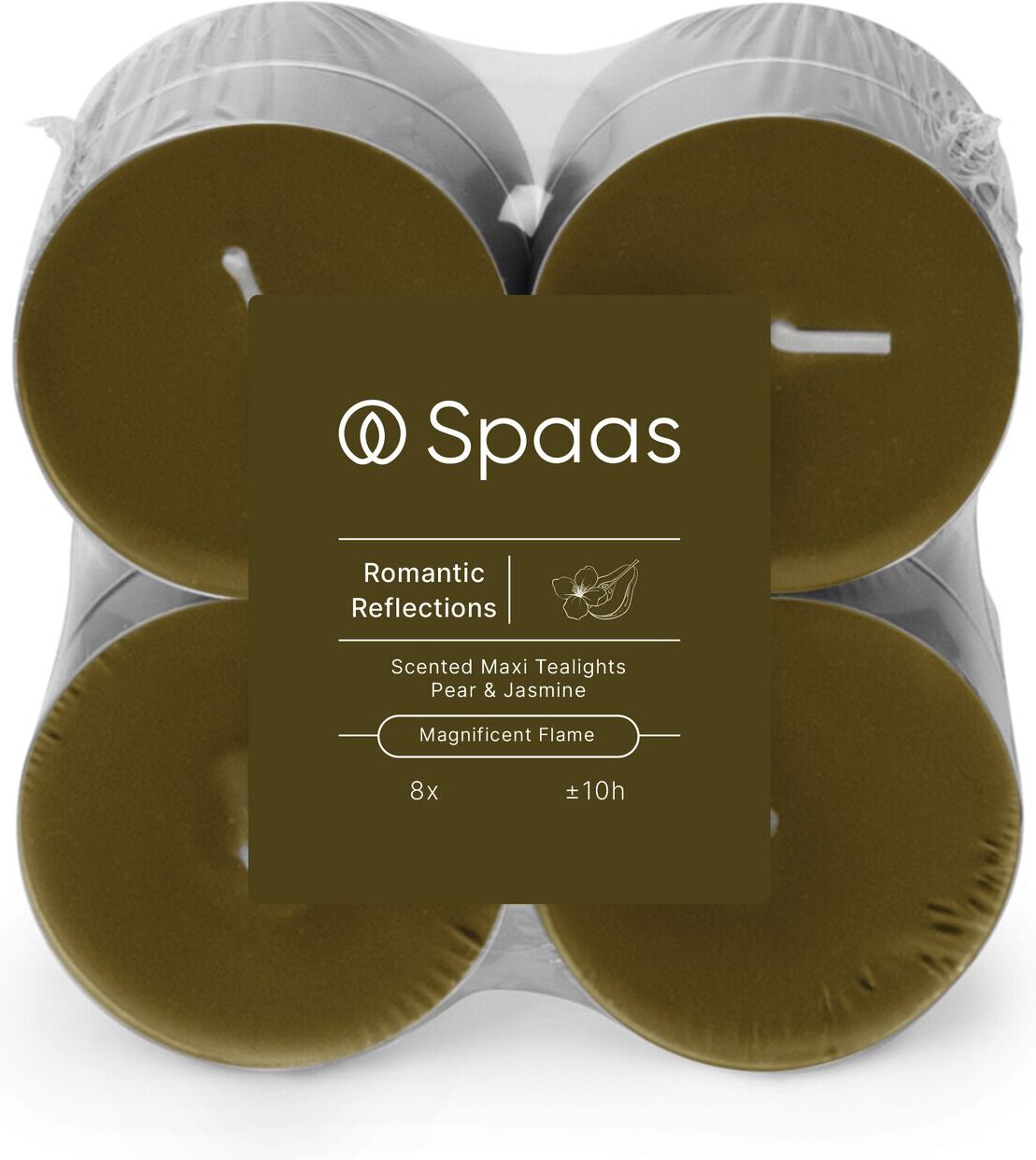 Spaas geurkaars Essential collection Romantic Reflect groen 10 uur D 6 H 2,1 cm 8 stuks