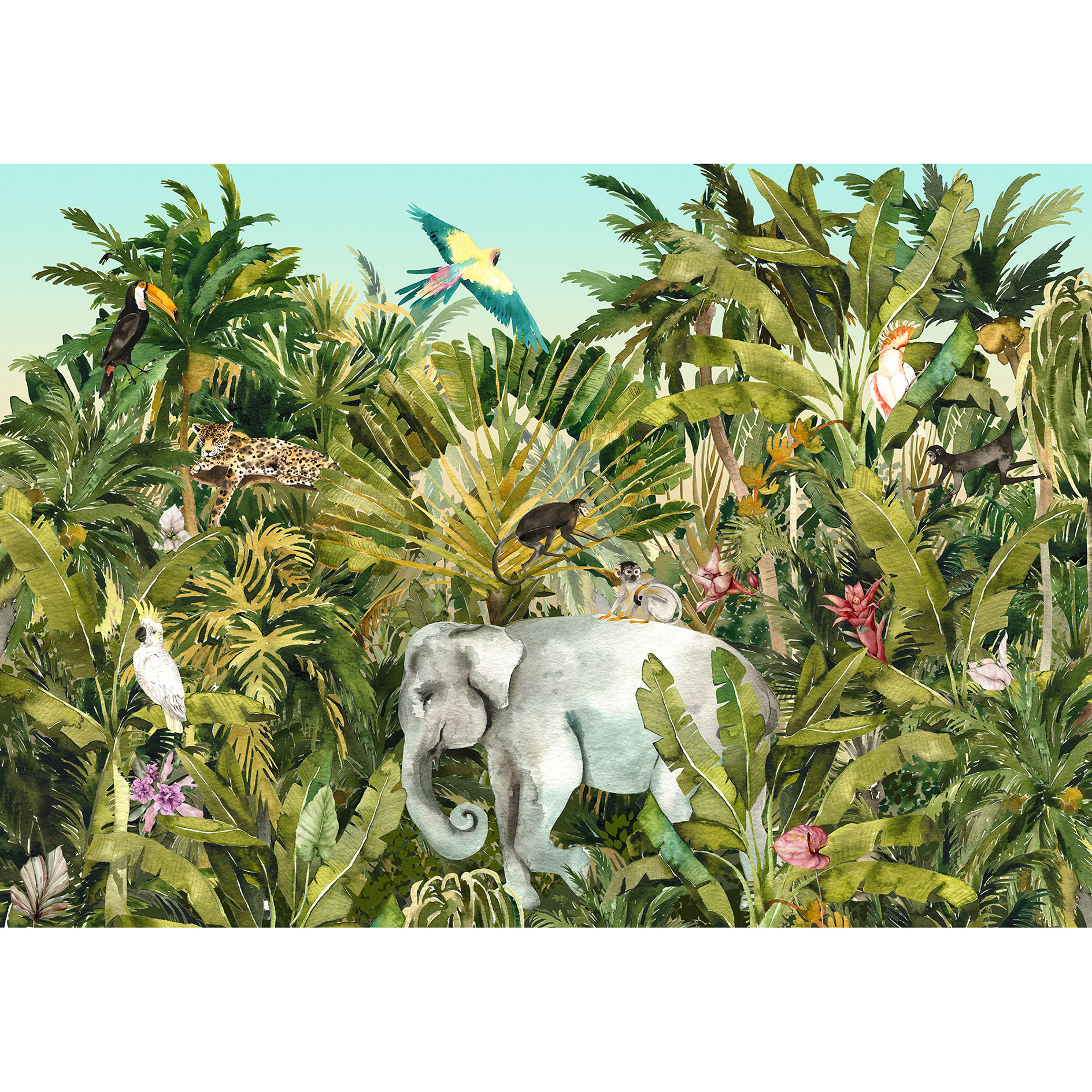Vlies-Fototapete JUNGLE EXPEDITION - bunt - 400x280 cm