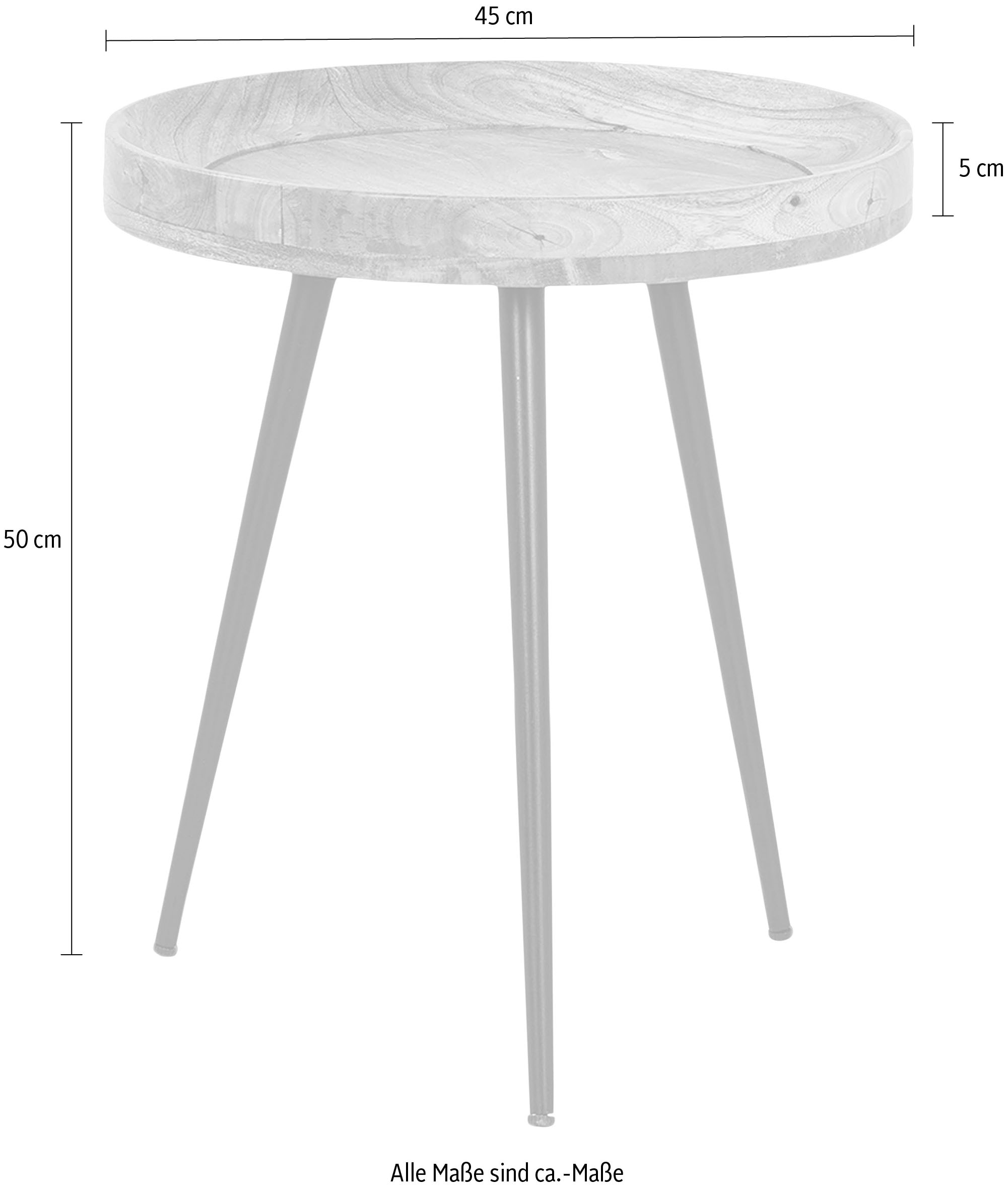 byLIVING Beistelltisch »Ava« Massive runde Tischplatte, Durchmesser 38 oder 45 cm