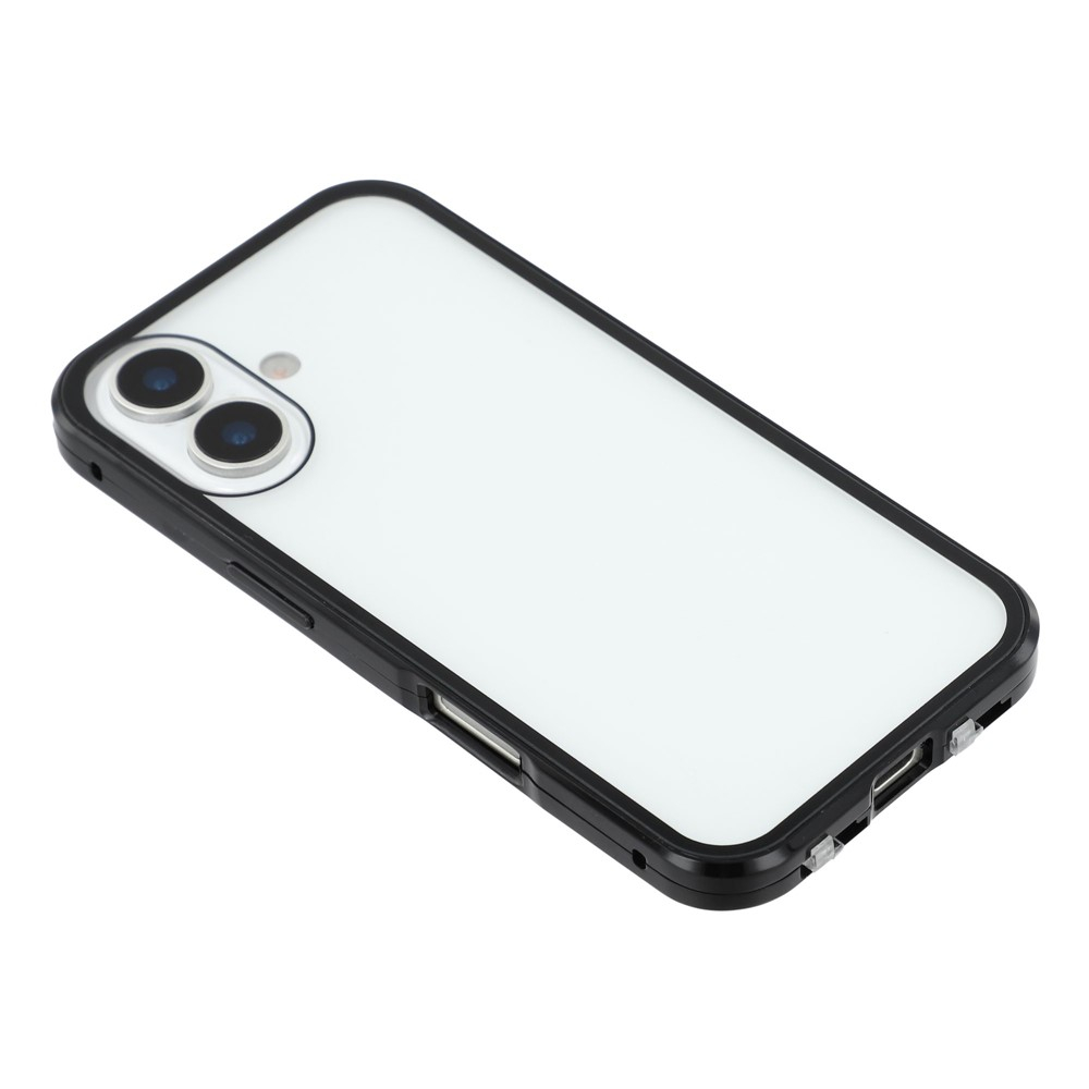 iPhone 17 Magnetische Alu Schutzhülle mit Panzer Glas Backcover   Privacy Displayschutz (Magnet-Technologie) - Schwarz