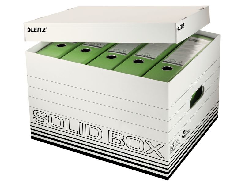 Leitz Archivschachtel Solid Box Grösse L, 10 Stück, Schwarz Aufbewahrungs- und Transport-Schachtel mit Deckel