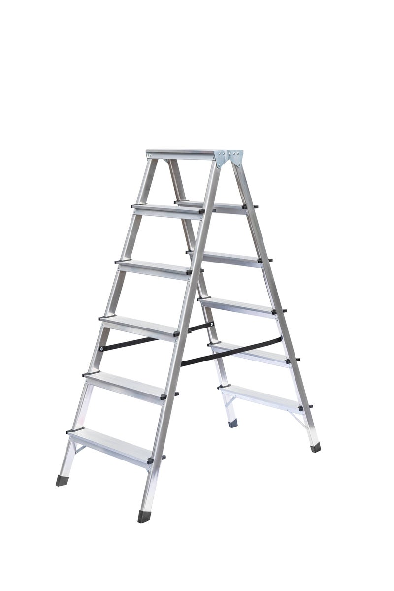 PROREGAL huishoudladder, dubbelzijdig toegankelijk, 2 x 6 treden