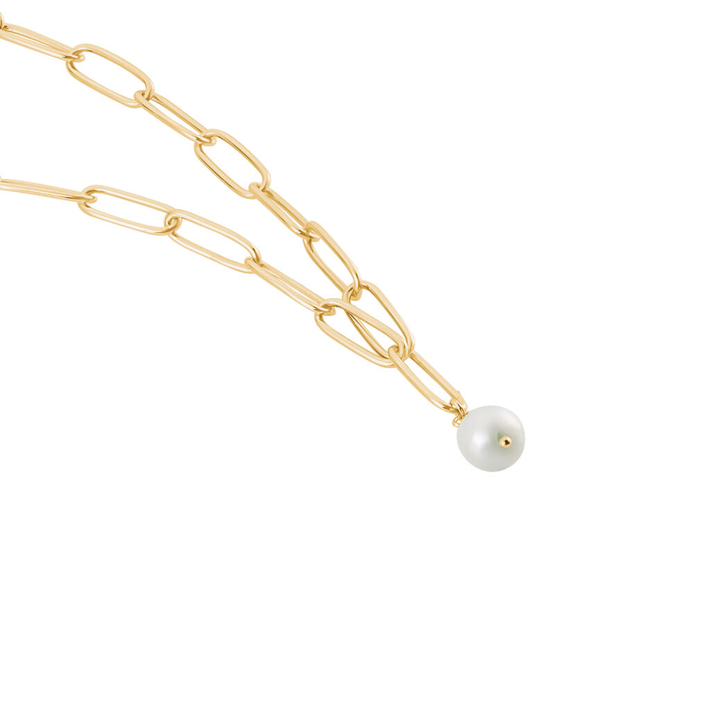 Collier Soalie Plaqué Or Jaune Perle D'imitation