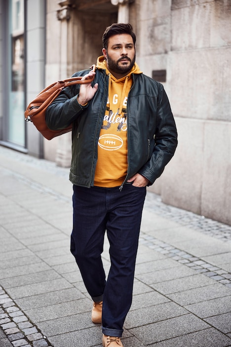 Men+ Lederjacke, Leder, Lammnappa, Stehkragen, bis 7XL