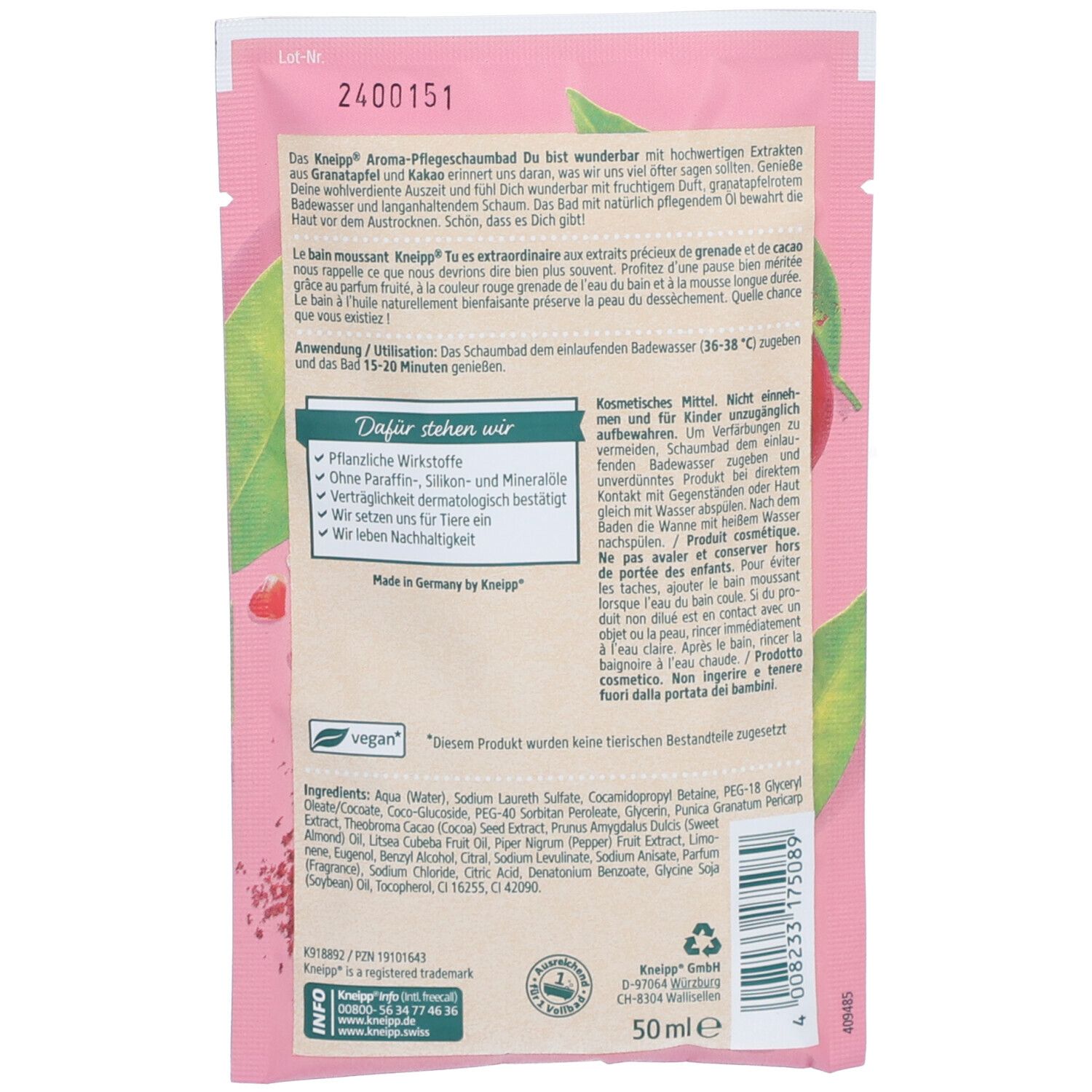 Kneipp Aroma-Pflegeschaumbad Du bist wunderbar