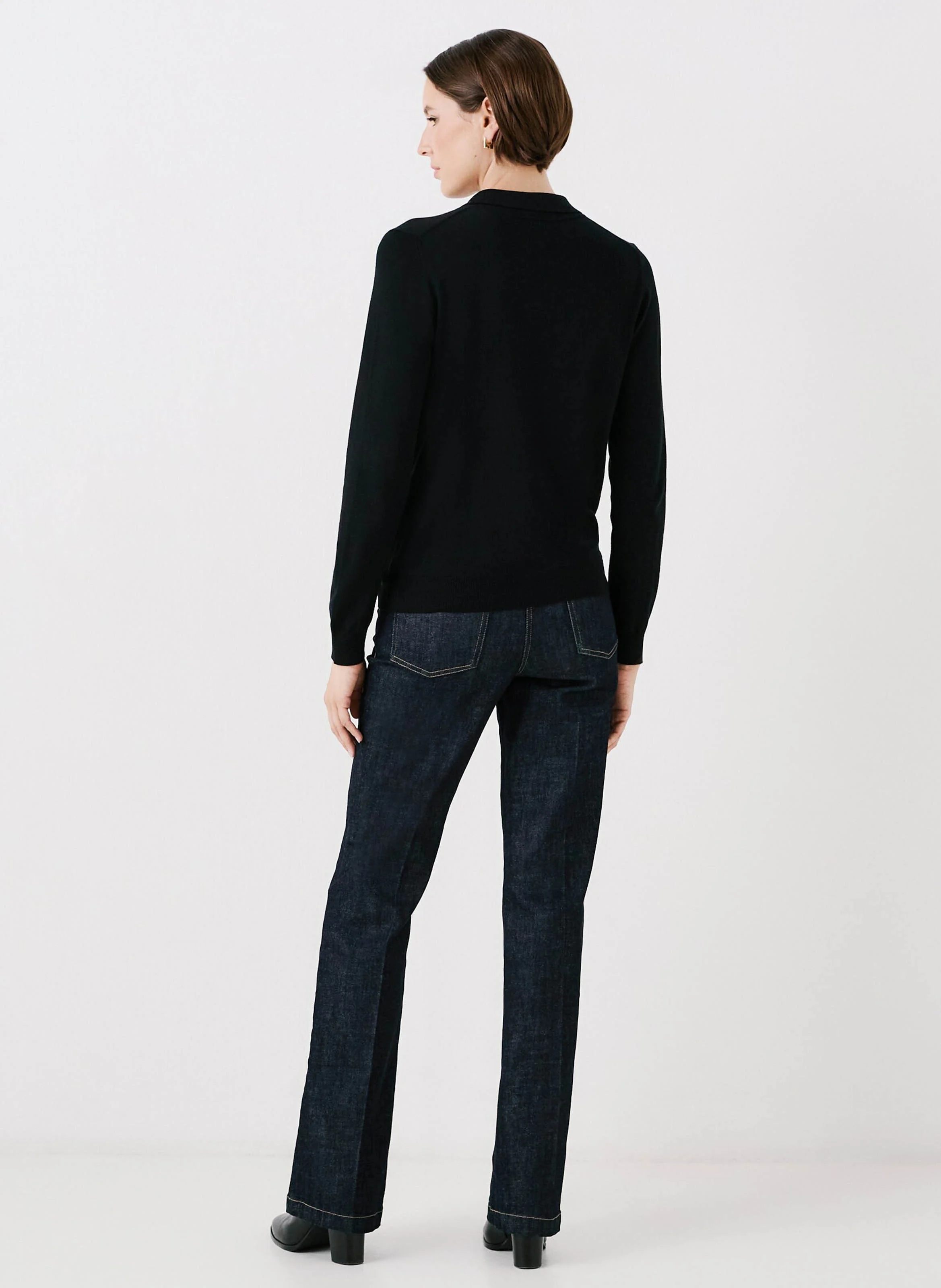 MSARAH - Pull col chemise à strass | Noir