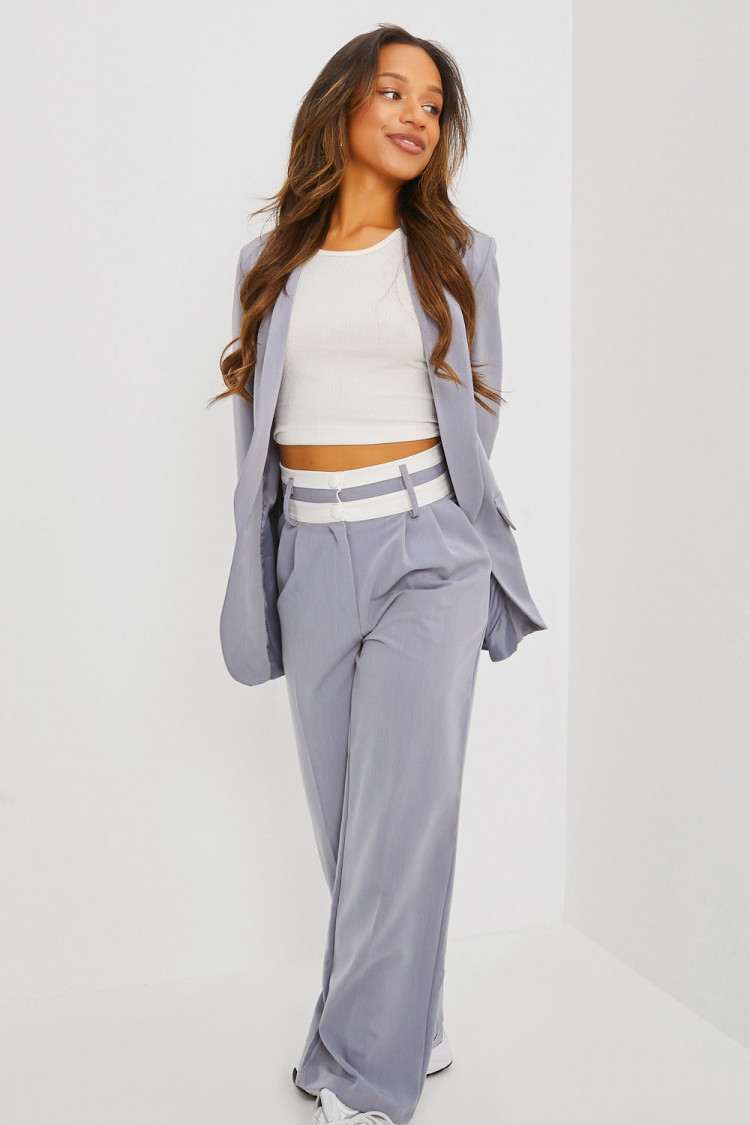 Ensemble 2 pièces blazer + pantalon gris