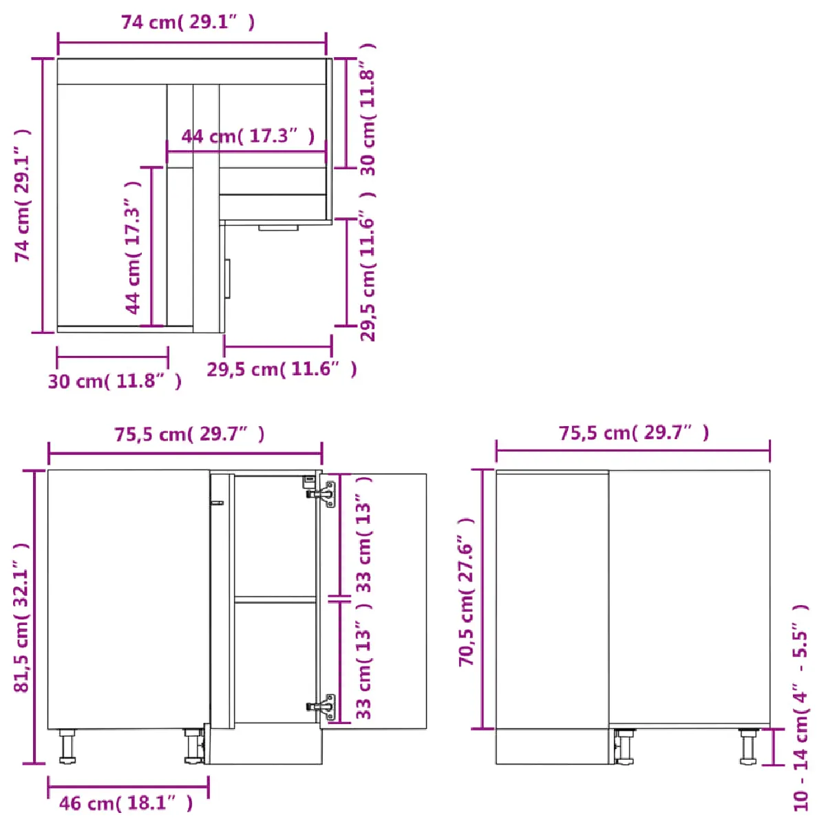 vidaXL Armoire d'Angle Noire