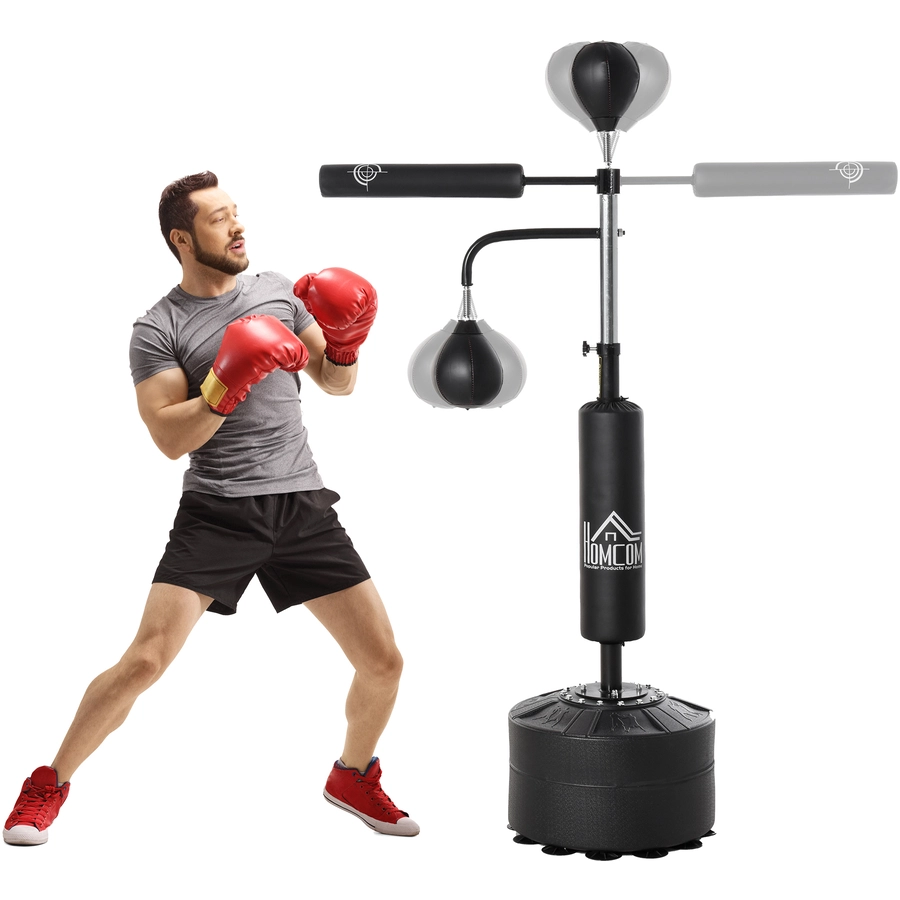 HOMCOM 3-in-1 Boxstand mit 2 Speedbällen schwarz