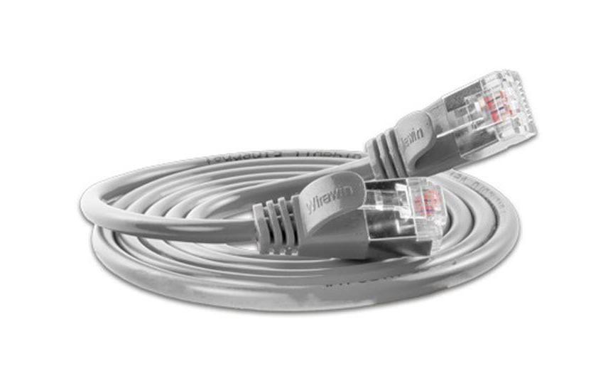 Slimpatchkabel RJ-45 - RJ-45, Cat 6, U/FTP, 3 m, GrauGeschirmtes Cat 6 Twisted-Pair-Kabel (U/FTP) mit Klinkenschutz