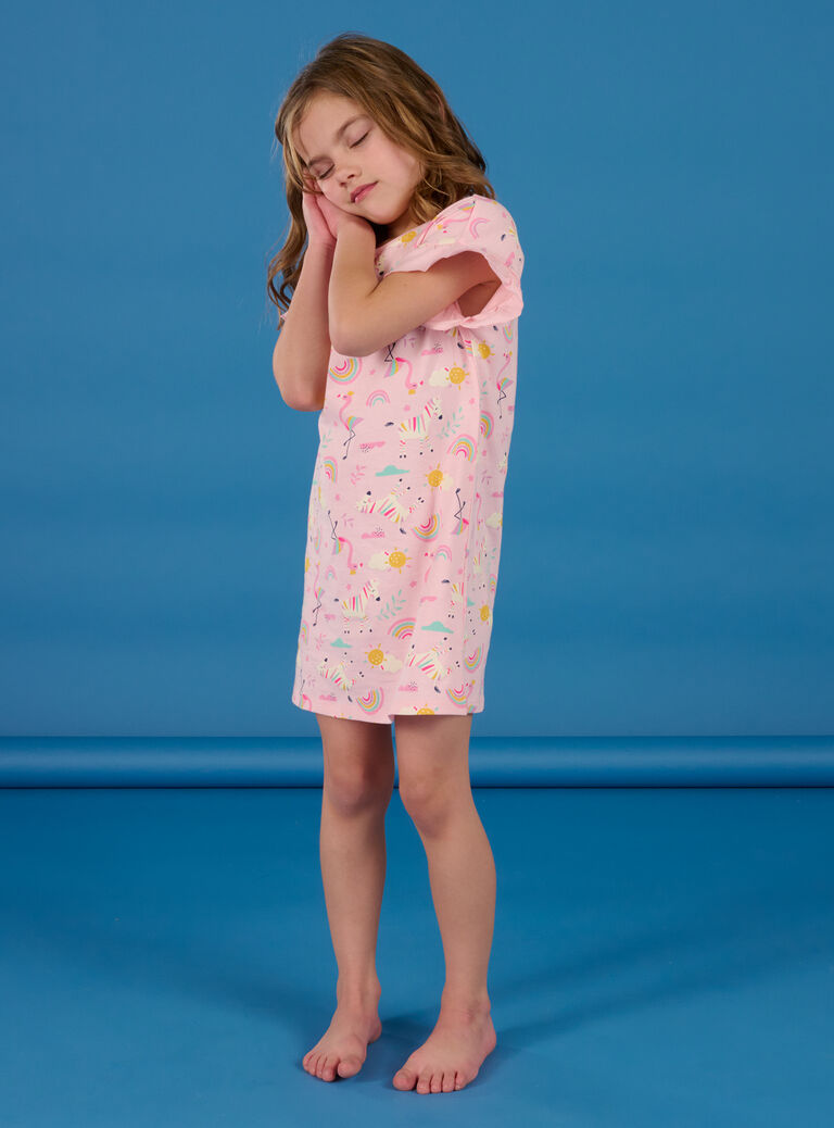 Chemise de nuit rose clair à imprimé fantaisie