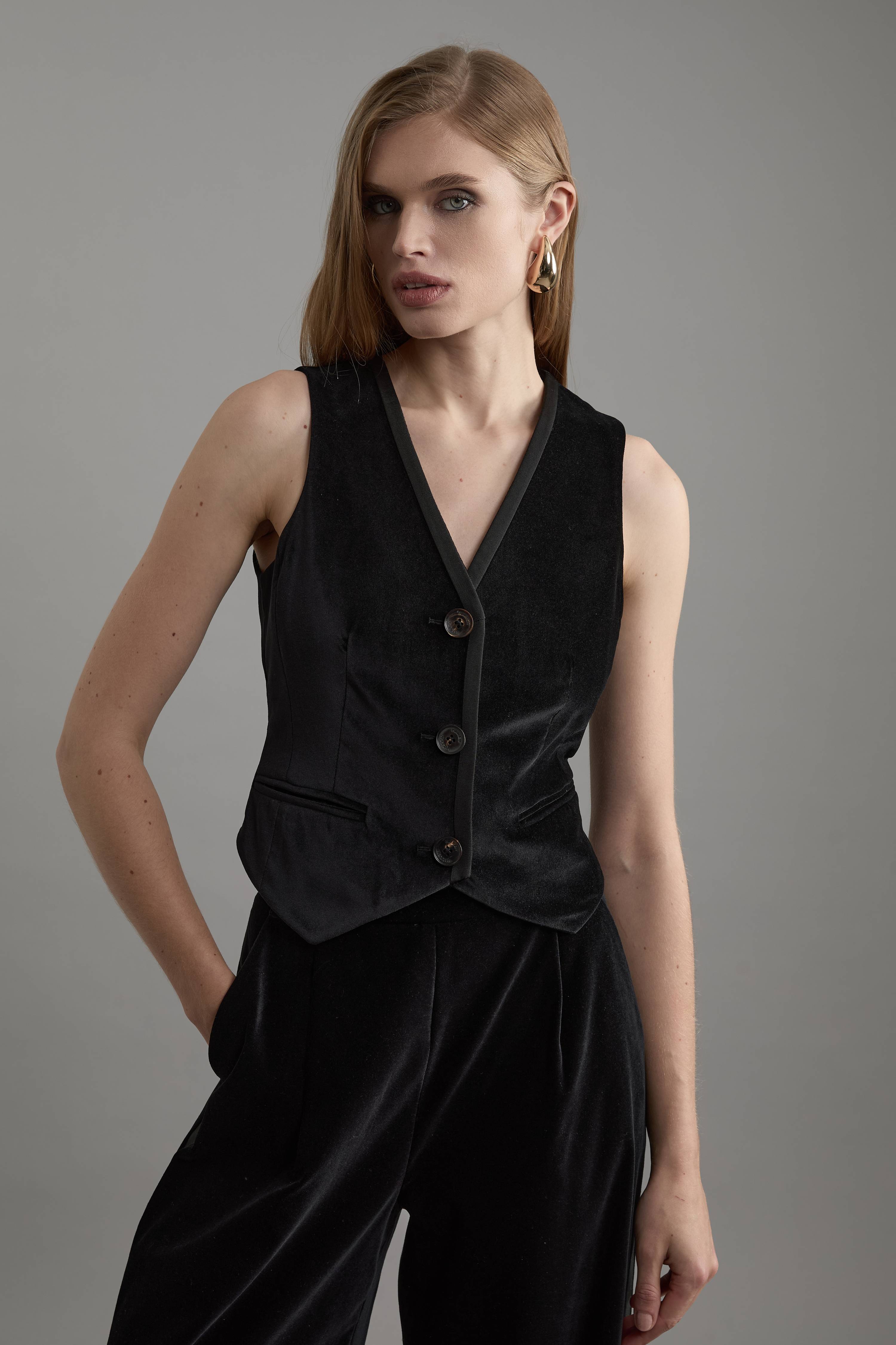 KarenMillen Gilet cintré en velours grosgrain