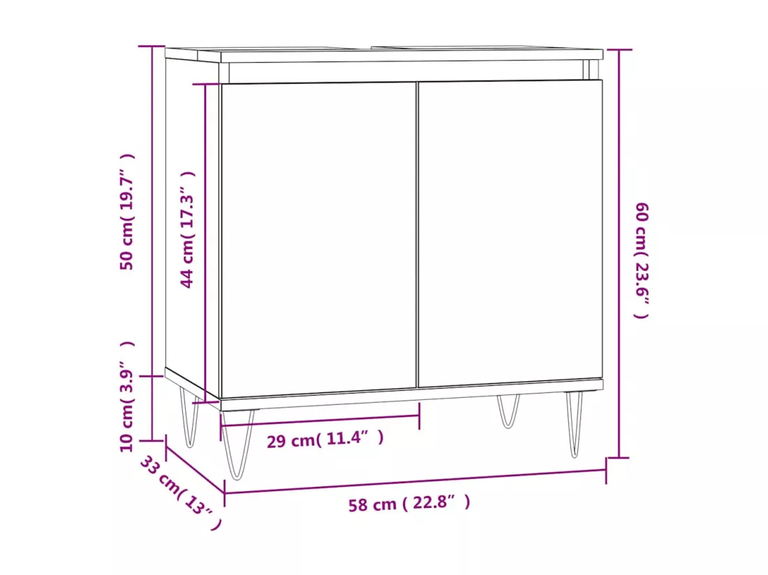 Armoire de bain chêne fumé 58x33x60 cm bois d'ingénierie