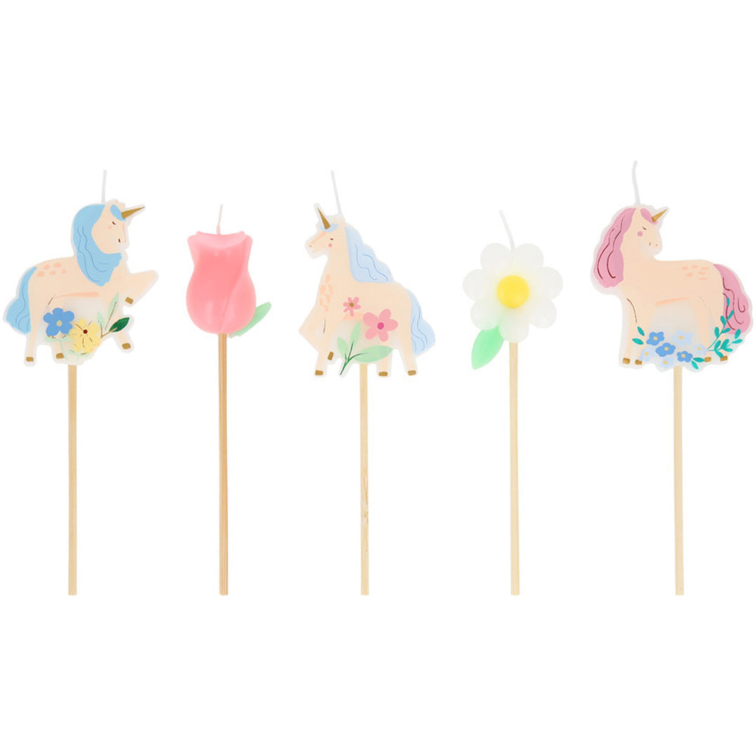 Meri meri feestkaarsjes meadow unicorns - 5st