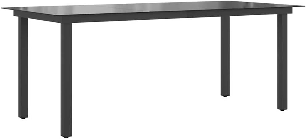 vidaXL Garten Esstisch Witterungsbeständig Gartentisch Gartenmöbel Tisch Balkontisch Terrassentisch Glas Aluminium 190x90x74cm Schwarz