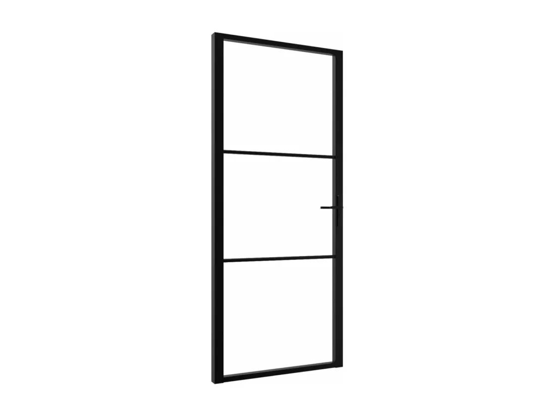 Porte intérieure Verre ESG et aluminium 102,5x201,5 cm Noir