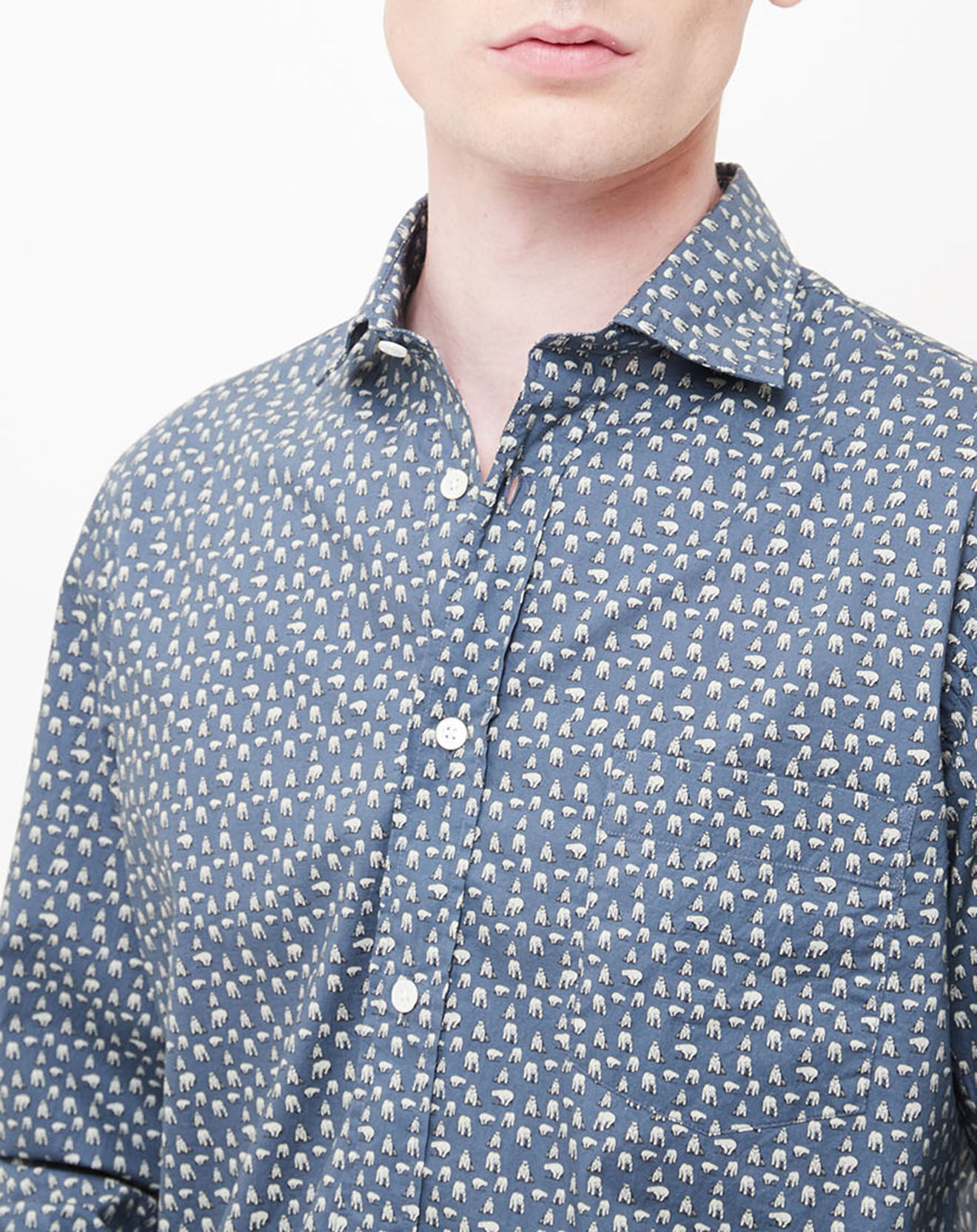 Hartford Chemise Regular Paul imprimée bleue