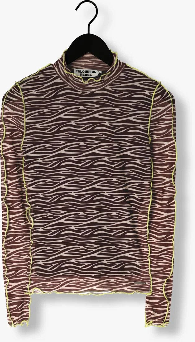 COLOURFUL REBEL bruine colourful rebel top neyo zebra overklock mesh turtleneck top