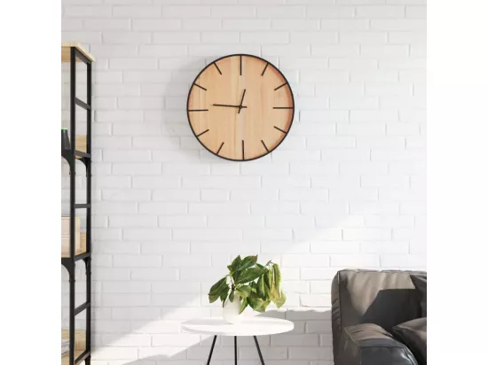 Horloge murale marron Ø39 cm fer et bois d'ingénierie
