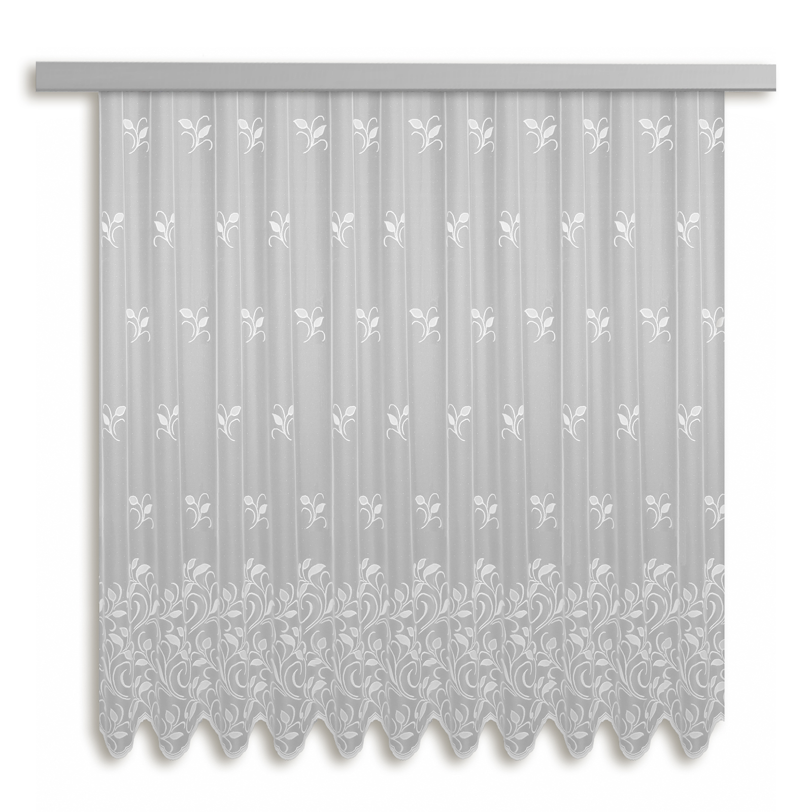 Gardine - Jacquard-Bogenstore - weiß - 300x175 cm