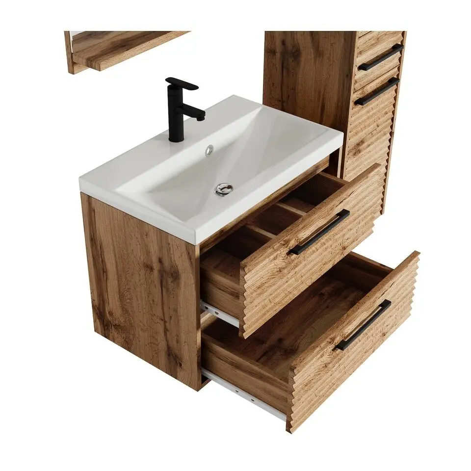 Badplaats Badkamermeubel Set Etna 60 cm – Eiken – Hangend Badmeubel met