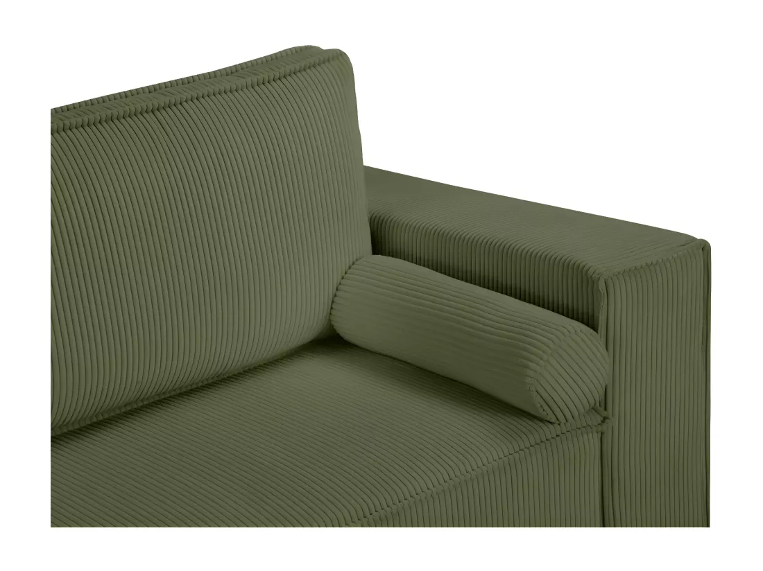 Canapé panoramique 5 places Clarence convertible avec coffre en velours côtelé - Vert foncé - L322 x P161 x H87cm - Loungitude