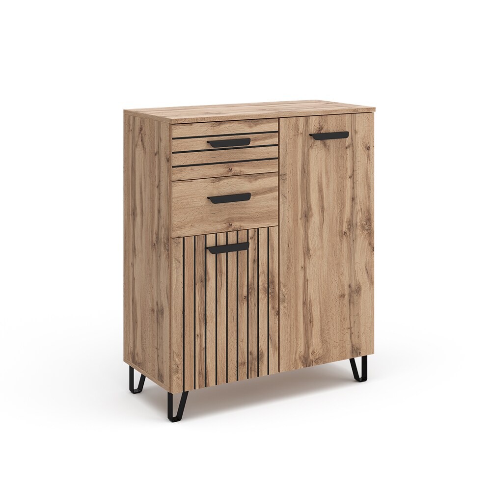 Vicco Kommode Mehrzweckschrank Universalschrank Amber Eiche 80x100 cm modern Wohnzimmer Schrank Flurschrank Schlafzimmerschrank Ablage Schrankschublade Schranktür Schrankfach Aufbewahrung