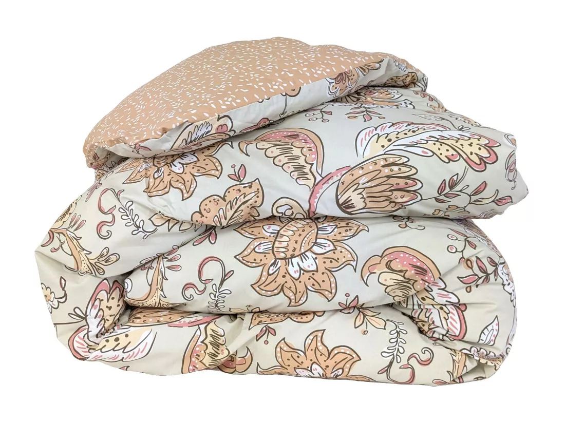 Housse de couette 200x200 cm percale coton SANTAL beige melba
