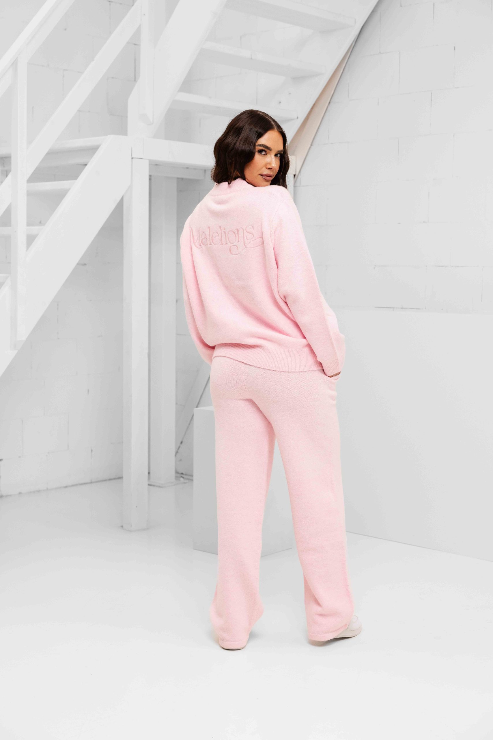 Malelions Oversized Knitted Trainingspak Dames Roze
