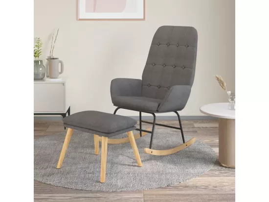 Chaise à bascule avec repose-pied Gris clair Tissu
