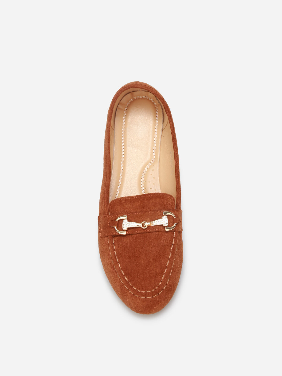 Mocassins à boucle en strass grandes tailles- Marron