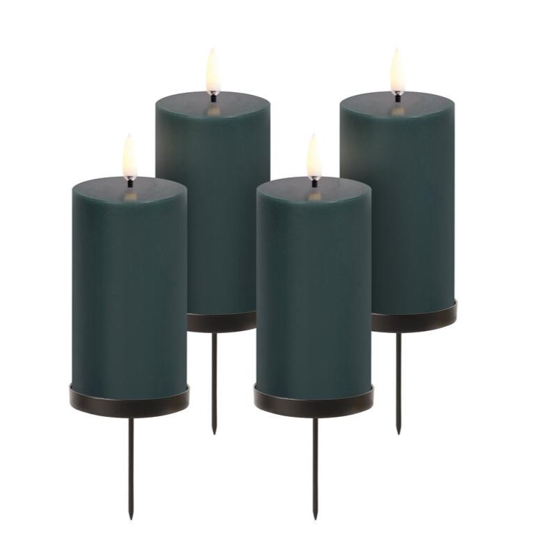 Uyuni  Gaveæske med LED bloklys med spyd, Pine green - H10,1 cm.