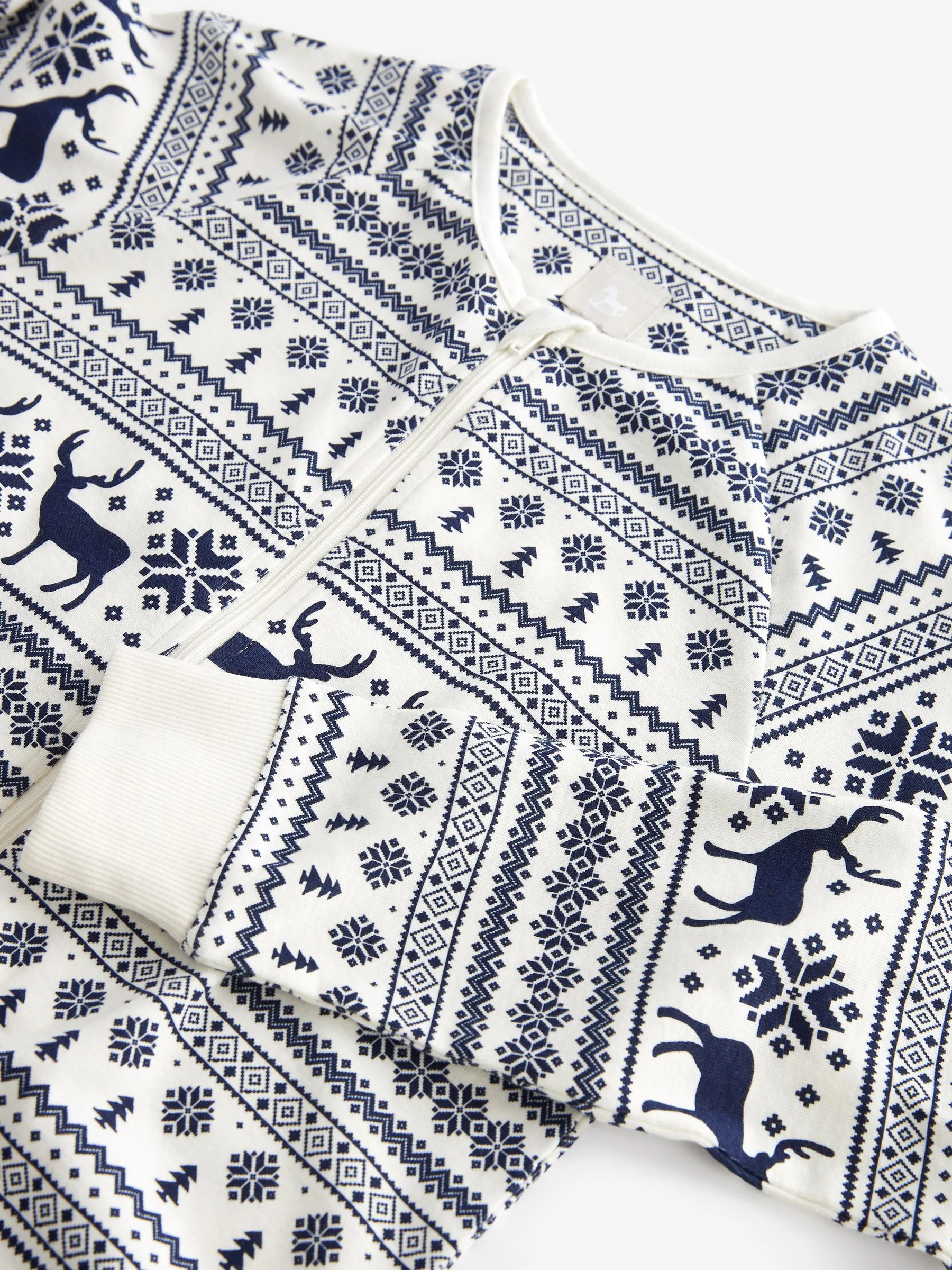 Crème - The Little Tailor - Baby-onesie van 100% katoen met rendier - kerst - fair isle-patroon