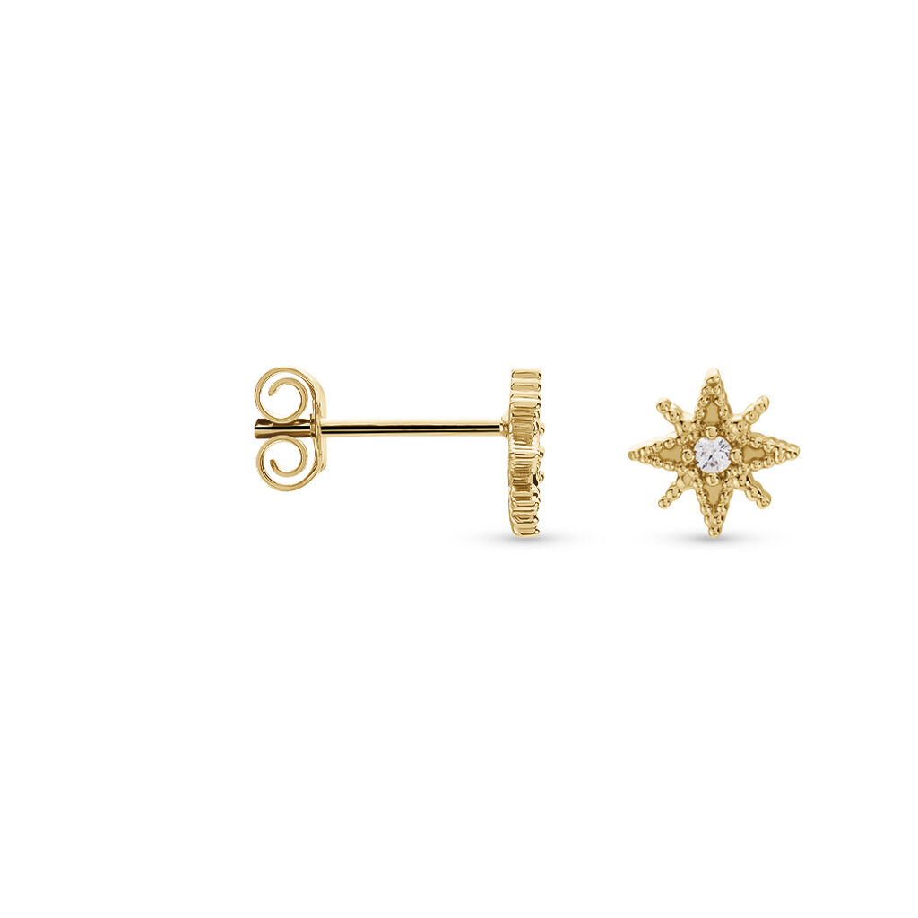 Boucles D'oreilles Puces Frea Plaqué Or Jaune Oxyde De Zirconium