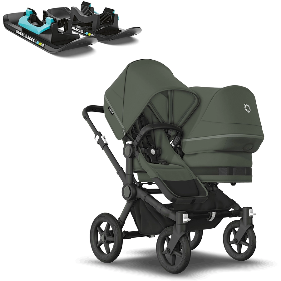 bugaboo Geschwisterwagen Donkey 5 Duo Complete BlackForest Green inklusive Wheelblades