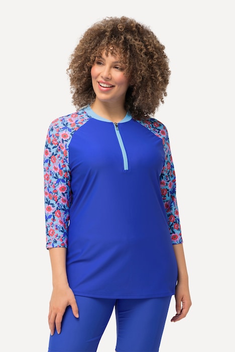 UV-Shirt, LSP 50+, Slim, Zipper, Stehkragen, 3/4-Arm