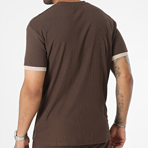 Ensemble Tee Shirt Et Short Jogging Marron