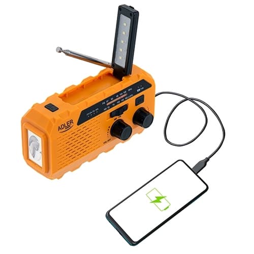 Nødradio / Vejradio med lommelygte, solceller og powerbank