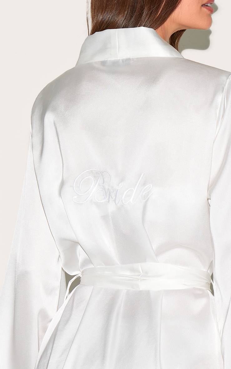 Blanc Robe Longue Satinée Brodée Mariée