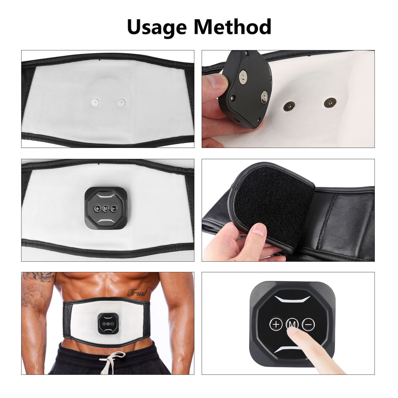Onamaste Ceinture électrostimulation musculaire abdominale blanche