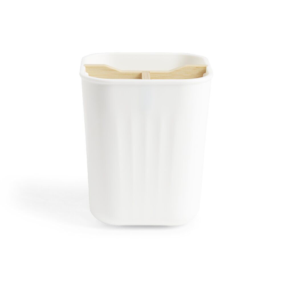 Support brosse à dents bambou et plastique blanc