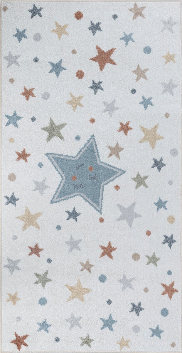 Machinewasbaar kinderkleed, sterren, veelkleurig/blauw, 80x150 cm, SUPERMAMA