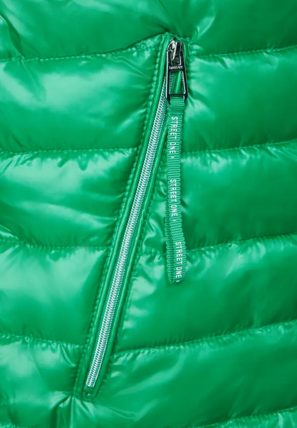 Long Kapuzen Steppweste - arty green