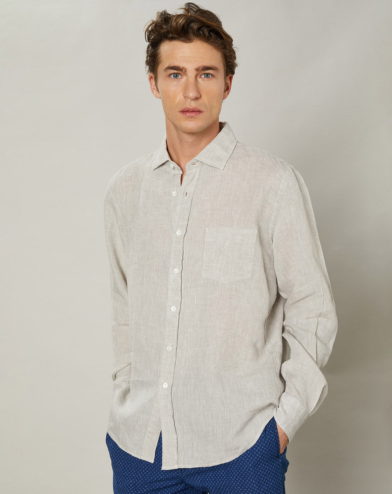 Hartford Chemise regular 100% Lin Paul naturel