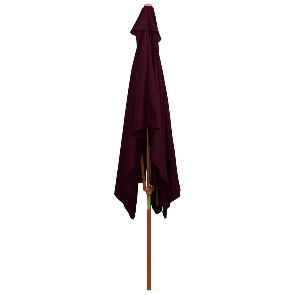 Parasol d'extérieur avec mât en bois 200 x 300 cm rouge bordeaux