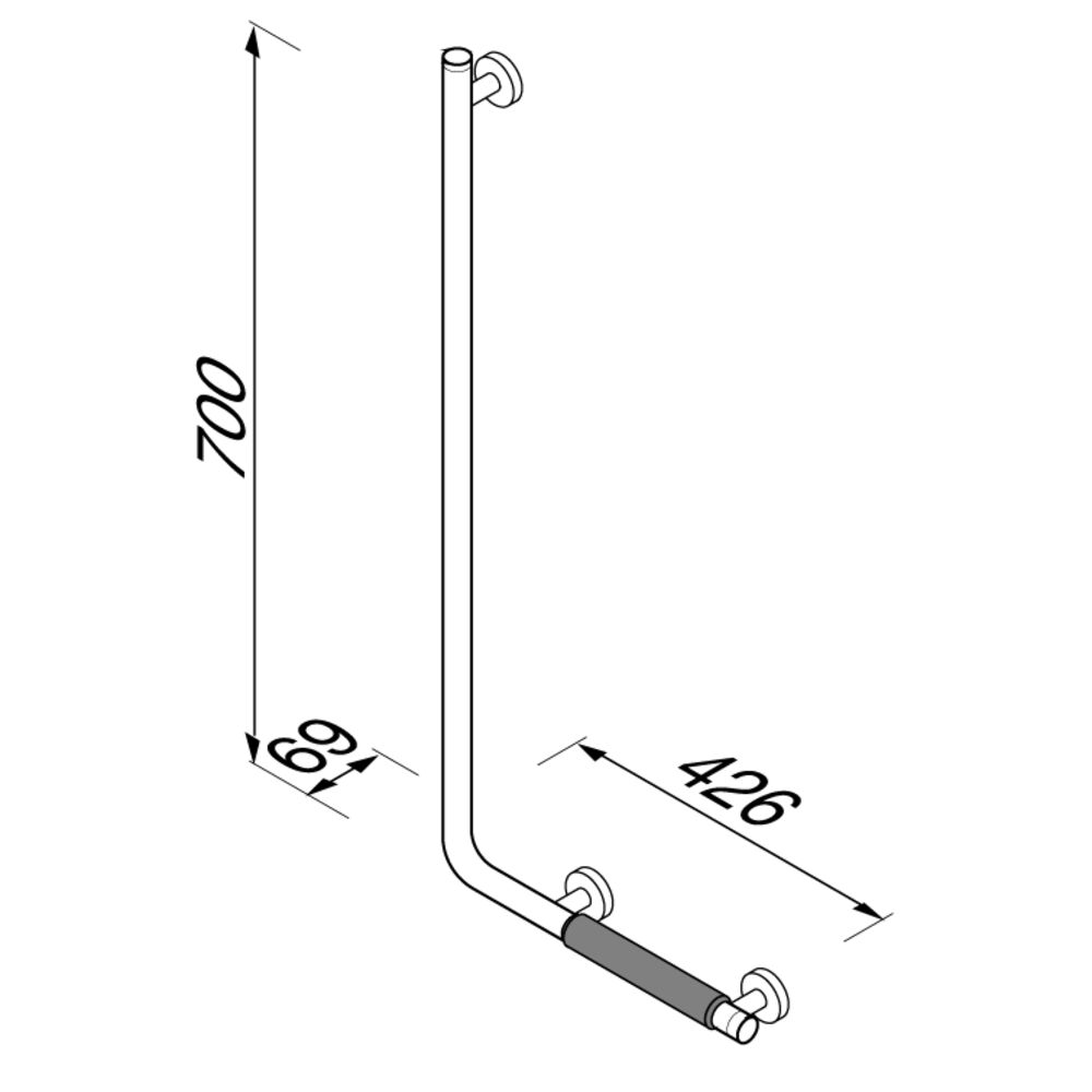 Geesa Comfort & Safety wandbeugel 90° - links chroom
