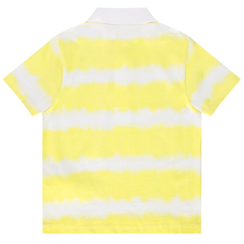 Polo manches courtes en jersey rayé tie and dye pour garçon - Jaune