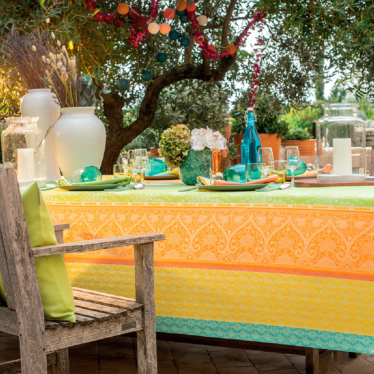 Nappe pur coton multicolore 155x155 Garnier Thiebaut