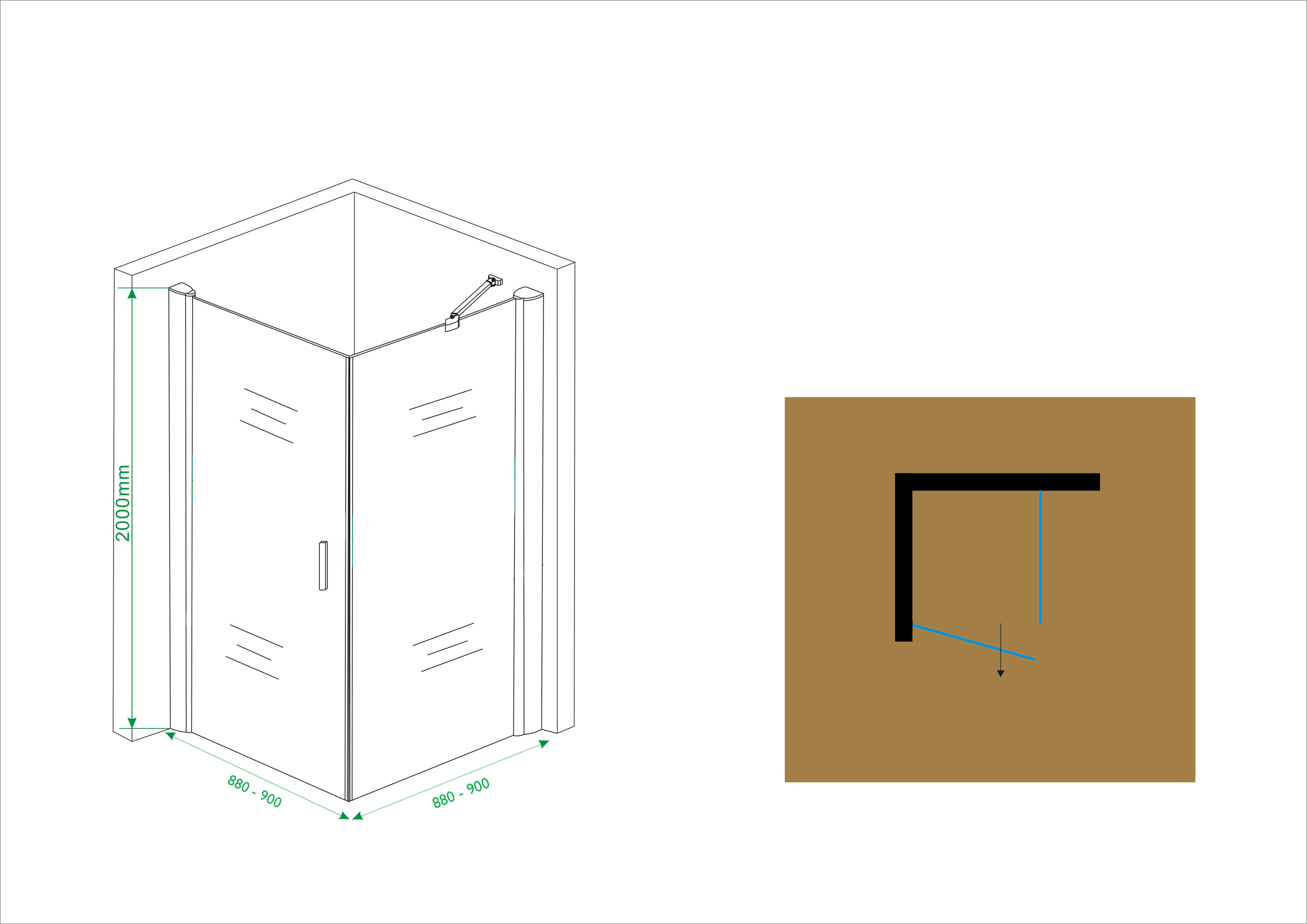 Mueller Super douchecabine 90x90cm Anti-kalk