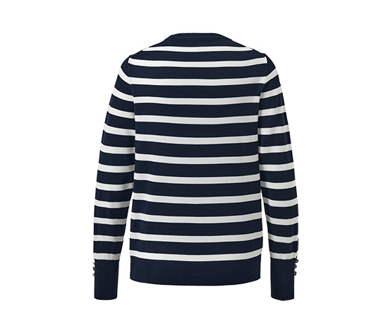 Gestreifter Feinstrickpullover, weiß
